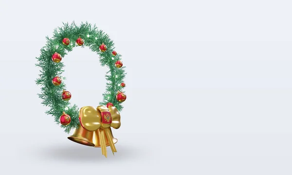 Christmas Wreath Montenegro Flag Rendering Left View — Stock Photo, Image