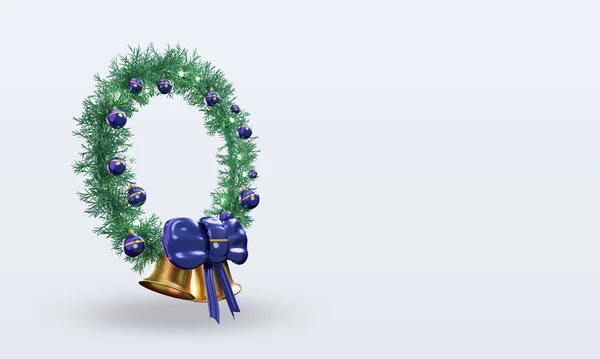 Christmas Wreath Nauru Flag Rendering Left View — Stock Photo, Image