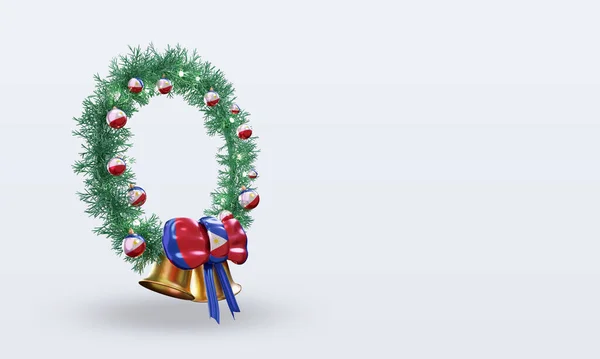 3Dクリスマスリースフィリピンフラグレンダリング左ビュー — ストック写真