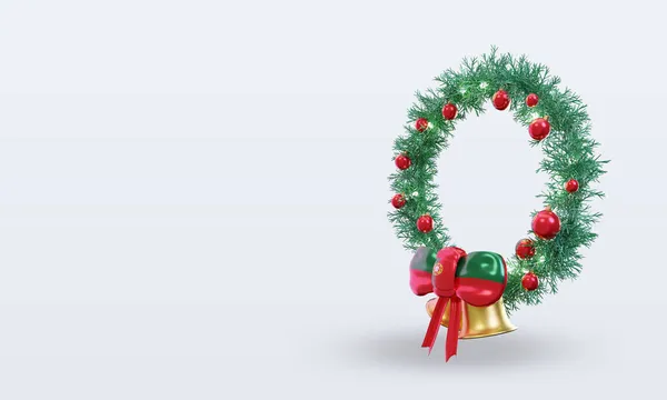 Christmas Wreath Portugal Flag Rendering Right View — Stock Photo, Image