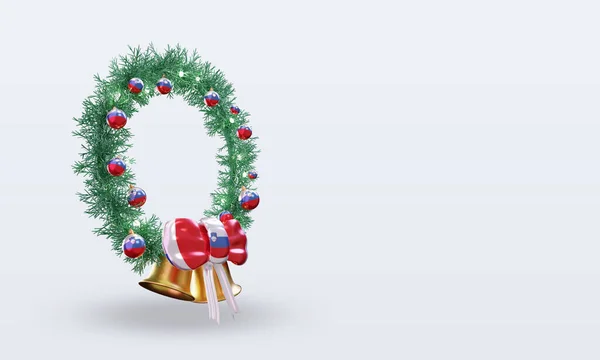 Kerstkrans Slovenië Vlag Rendering Links Uitzicht — Stockfoto