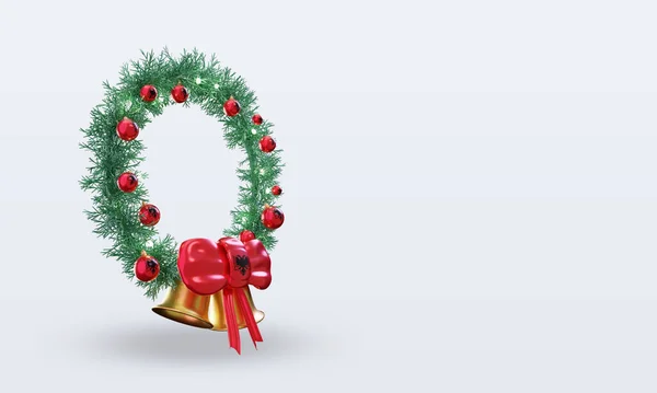 3Dクリスマスリースアルバニアフラグレンダリング左ビュー — ストック写真