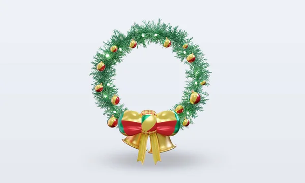 Christmas Wreath Republic Congo Flag Rendering Front View — Stock Photo, Image