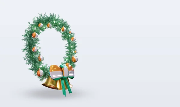 Christmas Wreath Cote Divoire Flag Rendering Left View — 스톡 사진