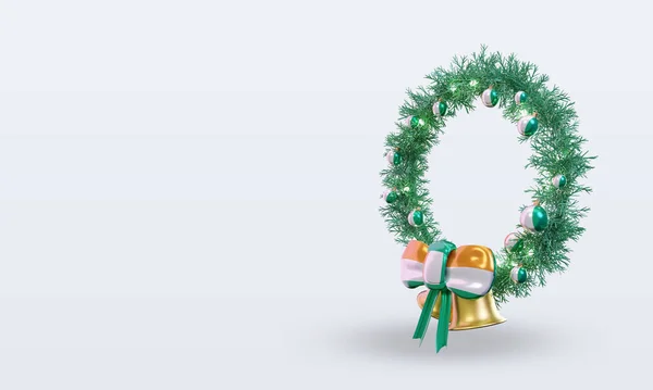 Christmas Wreath Cote Divoire Flag Rendering Right View — Stock Photo, Image