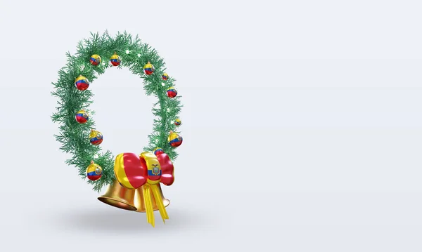 3Dクリスマスリースエクアドルフラグレンダリング左ビュー — ストック写真