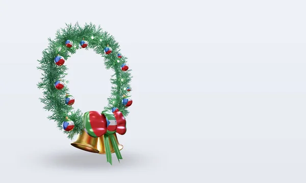 Christmas Wreath Equatorial Guinea Flag Rendering Left View — Stock Photo, Image