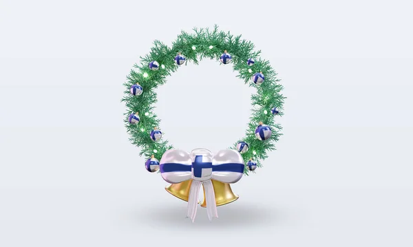 Corona Navidad Bandera Finlandia Renderizado Vista Frontal — Foto de Stock