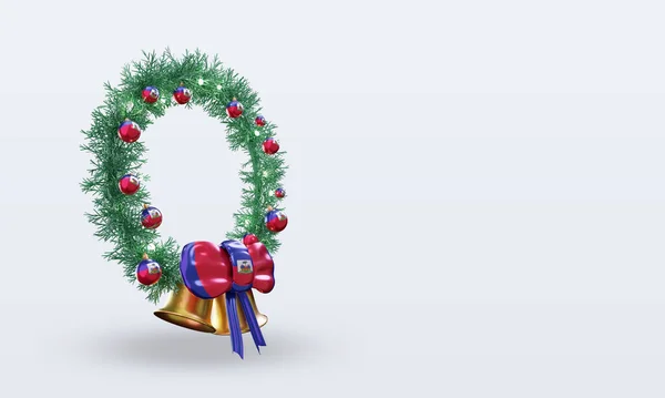 3Dクリスマスリースハイチフラグレンダリング左ビュー — ストック写真