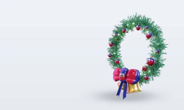 Christmas Wreath Haiti Flag Зображення Правого Боку — стокове фото