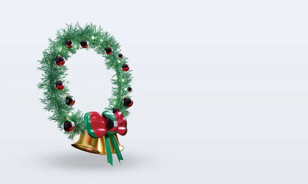 3Dクリスマスリースクウェートフラグレンダリング左ビュー — ストック写真