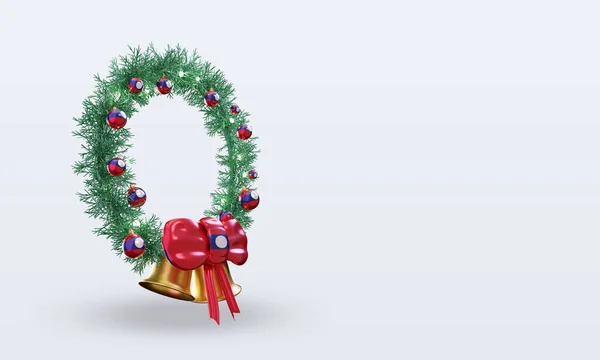 3Dクリスマスリースラオスフラグレンダリング左ビュー — ストック写真