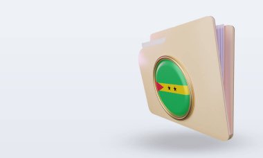 3d dizin Sao Tome ve Principe bayrağı sağ görünüm