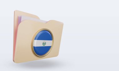3d dizin El Salvador bayrak sol görünüm rendeleme