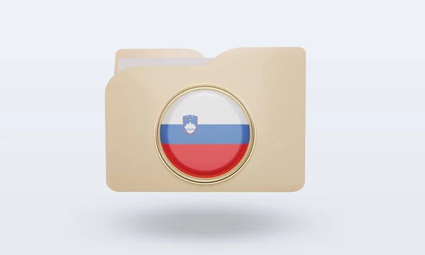 Ordner Slowenien Flagge Rendering Frontansicht — Stockfoto