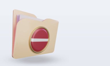 3d dizin Letonya bayrağının sol görünümü