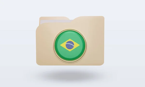 Folder Brazil Flag Rendering Front View — Stock Photo, Image