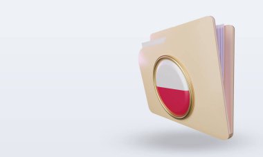 3d dizin Polonya bayrağı sağ görünüm çiziyor