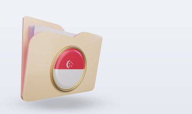 3d dizin Singapur bayrağı sol görünümü görüntülüyor
