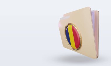 3d dizin Chad bayrağı sağ görünüm oluşturma