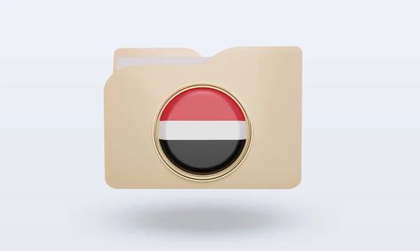 Složka Jemenská Vlajka Vykresluje Přední Pohled — Stock fotografie