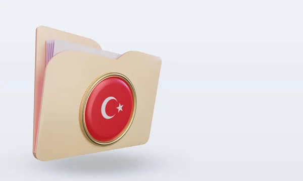 Folder Turkey Flag Rendering Left View — Fotografie, imagine de stoc