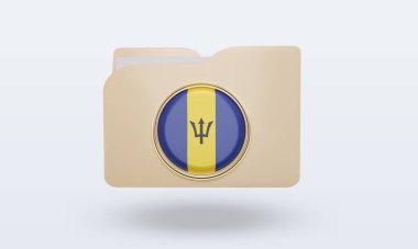 3d dizin Barbados bayrak görüntüleme ön görünümü