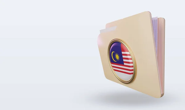 Folder Flaga Malezji Renderowanie Prawy Widok — Zdjęcie stockowe