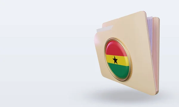 Folder Flaga Ghana Renderowanie Prawy Widok — Zdjęcie stockowe