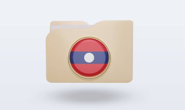 3d dizin Laos bayrağı ön görünüm oluşturma