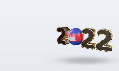 3D metin 2022 Kamboçya bayrak görüntüleme sağ görünüm