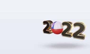 3d metin 2022 Şili bayrağı sağ görünüm