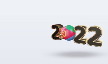 3D metin 2022 Eritre bayrak görüntüleme sağ görünüm
