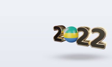 3D metin 2022 Gabon bayrak görüntüleme sağ görünüm
