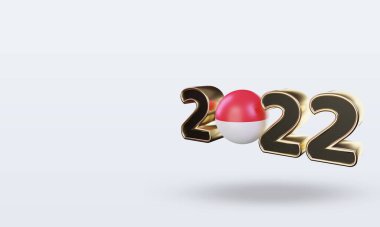 3D metin 2022 Endonezya bayrağı görüntüleme sağ görünüm