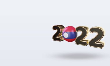 3d metin 2022 Laos bayrak görüntüleme sağ görünüm