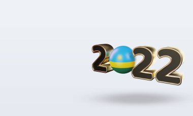 3D metin 2022 Rwanda bayrak görüntüleme sağ görünüm