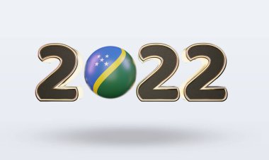 3D metin: 2022 Solomon Adaları ön görünüm oluşturan bayrak