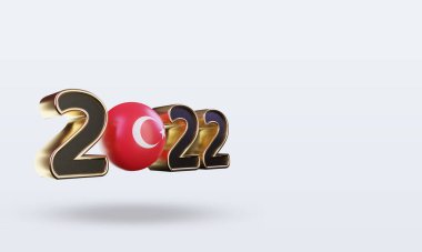 3d metin 2022 Türkiye bayrağı sol görünümü görüntülüyor