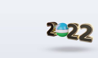 3d metin 2022 Özbekistan bayrak görüntüleme sağ görünüm