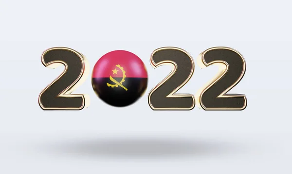 Tekst 2022 Angola Vlag Weergave Vooraanzicht — Stockfoto