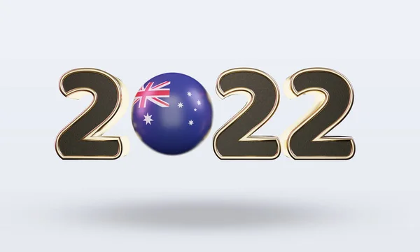 Texto 2022 Austrália Bandeira Renderização Vista Frontal — Fotografia de Stock