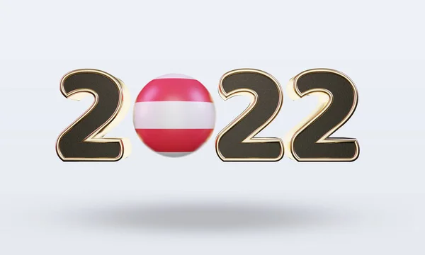Text 2022 Austria Flag Rendering Front View — Stock Photo, Image