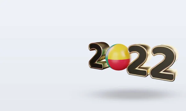 Texto 2022 Benin Bandeira Renderização Vista Direita — Fotografia de Stock