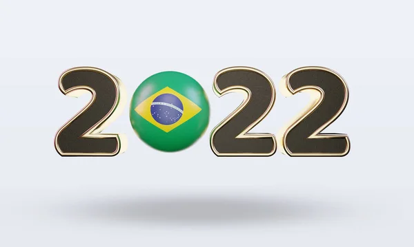 Text 2022 Brazil Flag Rendering Front View — стокове фото