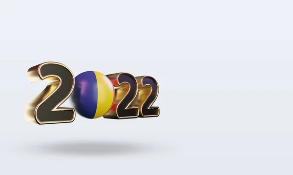 Szöveg 2022 Csád Zászló Renderelés Bal Nézet — Stock Fotó