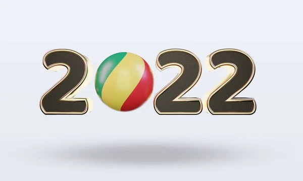 Testo 2022 Repubblica Congo Bandiera Rendering Vista Frontale — Foto Stock