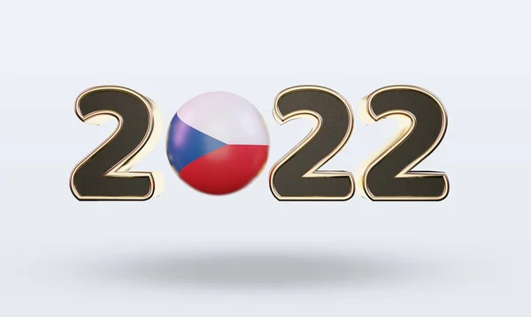 Testo 2022 Repubblica Ceca Bandiera Rendering Vista Frontale — Foto Stock