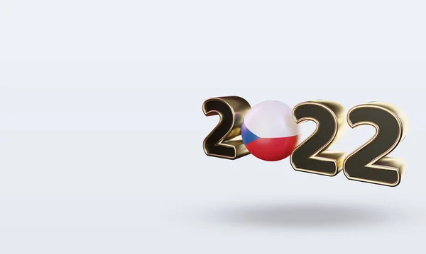 Text 2022 Czech Republic Flag Rendering Right View — 图库照片