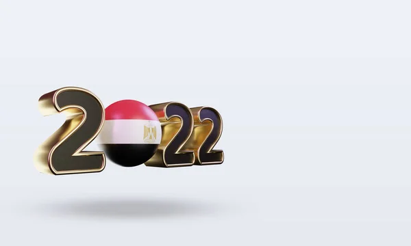 Text 2022 Egypt Flag Rendering Left View — стокове фото